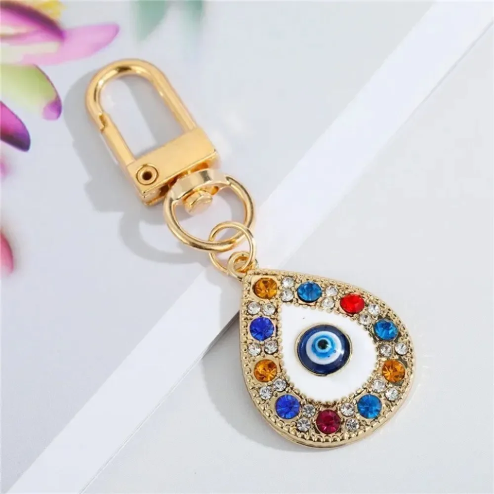 Rainbow Evil Eye Hamsa Hand Keychain Key Ring NWT Zinc alloy Rhinestone